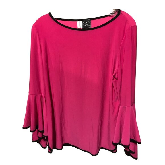 CoCo Blanco Hot Pink with‎ black Edge Accent Scope Neck - Picture 1 of 4